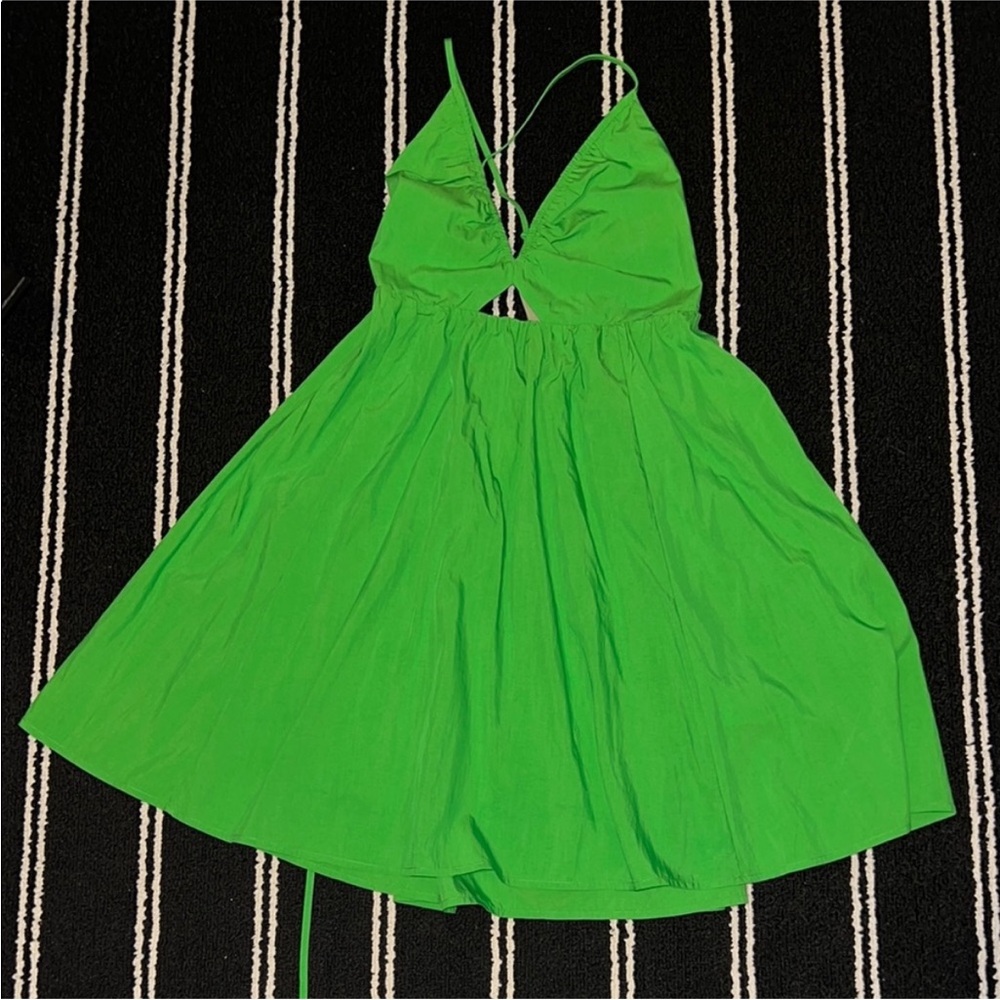 H&M Bright Green Cutout Open Back Dress